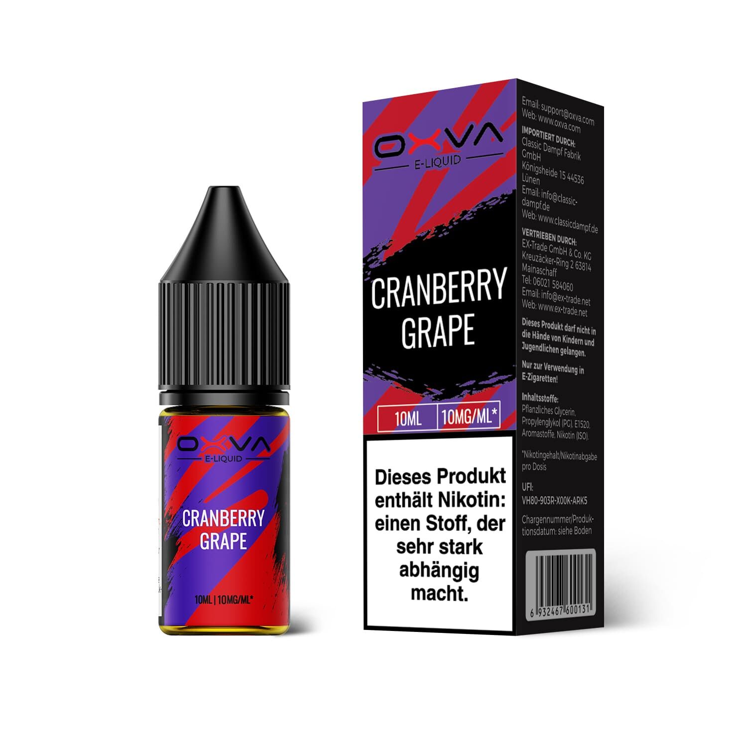 Oxva - E-Liquid Nikotinsalz - Cranberry Grape - 10ml 10mg